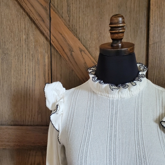 Sandro Cotton Rich Ruffled Top - Picture 4 of 6